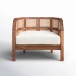PRITI Upholstered Barrel Chair (Solid Wood with Cane )