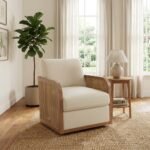 PRITI Upholstered Natural Cane Chair (Solid Wood )