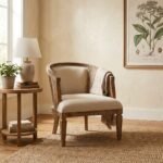 PRITI Wooden and Upholstered Cane Accent Chair (Solid Wood ) - Image 3