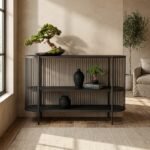 PRITI Handcrafted Wood and Steel Frame Console
