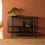 PRITI Handcrafted Wood and Steel Frame Console