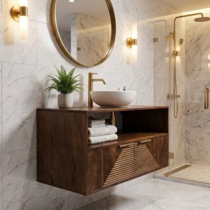 PRITI Suspended Bathroom Cabinet (Solid Wood )