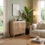 PRITI Two Door Rattan Sideboard & Buffet (Solid Wood & cane ) - Image 2