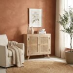 PRITI Two Door Rattan Sideboard & Buffet (Solid Wood & cane )