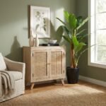 PRITI Two Door Rattan Sideboard & Buffet (Solid Wood & cane )