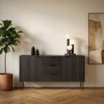 PRITI Black 3 Drawers & 2 Doors Sideboard (Solid Wood ) - Image 7