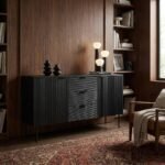 PRITI Black 3 Drawers & 2 Doors Sideboard (Solid Wood ) - Image 5