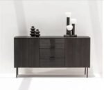 PRITI Black 3 Drawers & 2 Doors Sideboard (Solid Wood )