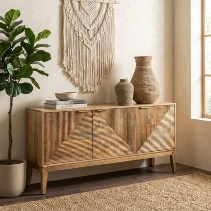 PRITI Handicraft Wooden Design Sideboard