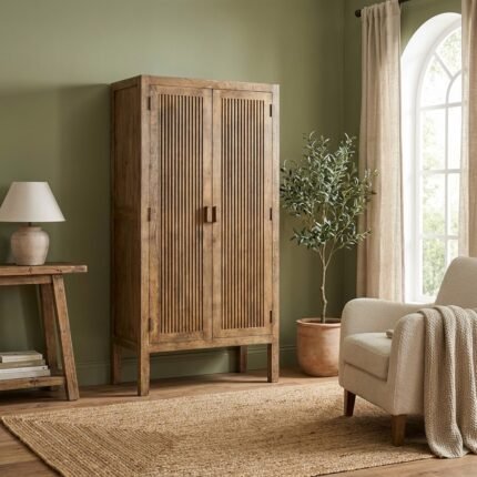 Reeded Wooden Cabinet (Solid Wood) - PRITI