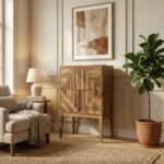 PRITI Tall Wooden Sideboard (Solid Wood )