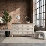 PRITI Six Drawers White Sideboard (Solid Wood ) - Image 5