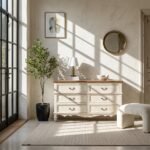PRITI Six Drawers White Sideboard (Solid Wood ) - Image 2