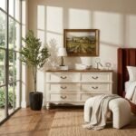 PRITI Six Drawers White Sideboard (Solid Wood )