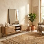 PRITI Rattan 2 Doors TV Console (Solid Wood & Cane ) - Image 3