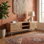 PRITI Rattan 2 Doors TV Console (Solid Wood & Cane )