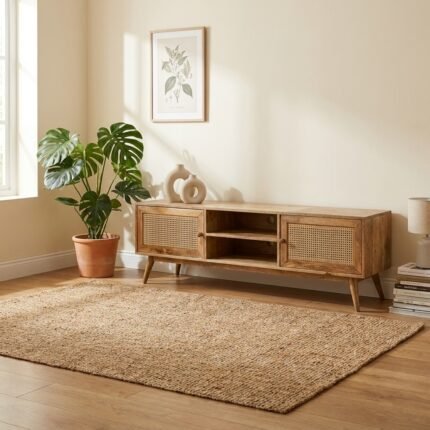 PRITI Rattan 2 Doors TV Console (Solid Wood & Cane )