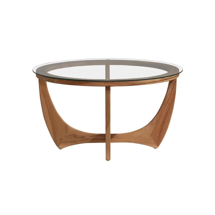 PRITI Round Brown Glass Coffee Table