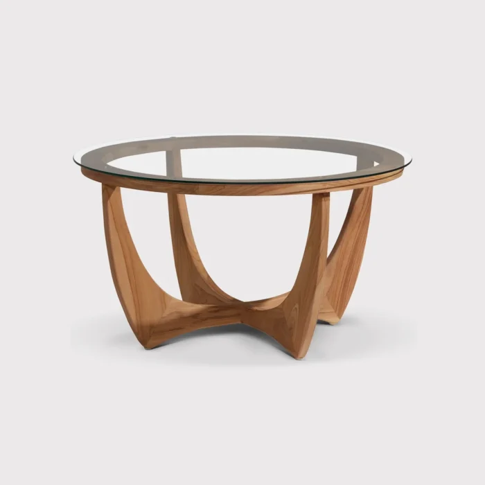 PRITI Round Brown Glass Coffee Table