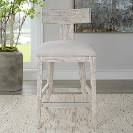 PRITI Upholstered 26'' Counter Stool with Solid Wood Frame