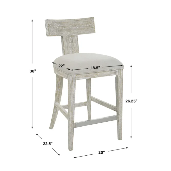 PRITI Upholstered 26'' Counter Stool with Solid Wood Frame