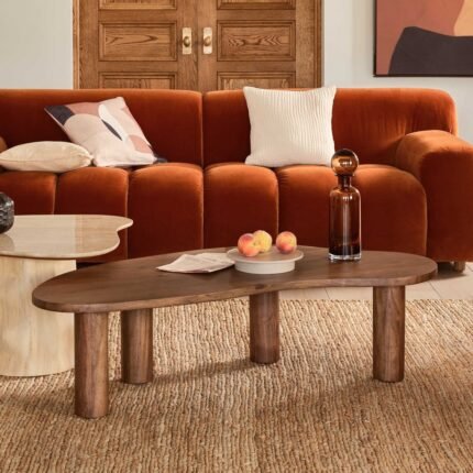 PRITI Wood Organic Shape Coffee Table