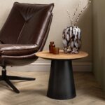 PRITI Brown Wood Round Side Table