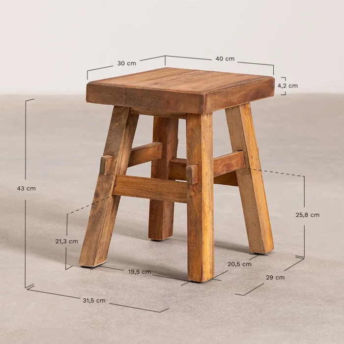 PRITI Low Recycled Wooden Stool