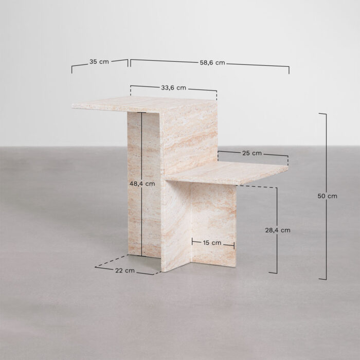 PRITI Side Table in Travertine Look Cement