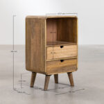 PRITI Bedside Table with Storage in Natural wood