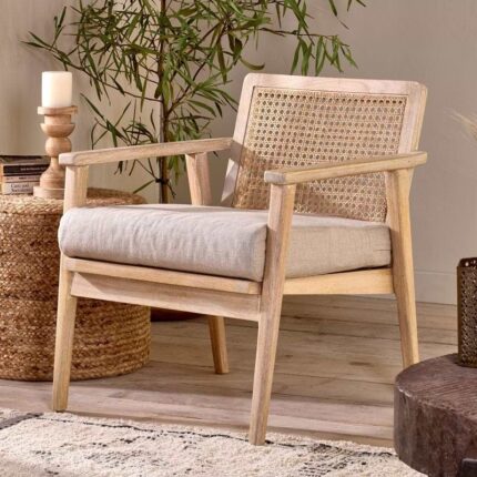 PRITI Wood & Cane Occasional Chair