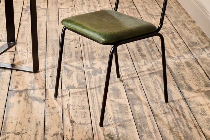 PRITI Leather & Cane Dining Chair - Green