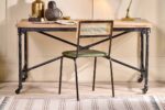 PRITI Leather & Cane Dining Chair - Green