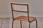 PRITI Leather & Cane Dining Chair - Tan