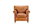 PRITI Ribbed Leather Armchair - Aged Tan