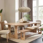 PRITI Neutral Wood 200cm Dining Table, Seats 4-6