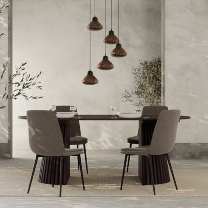 PRITI Oval Dining Table, Black Wood