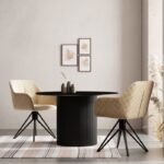 PRITI Round Dining Table, Black Wood