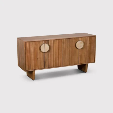 PRITI Brown Fluted Wood Wide Sideboard