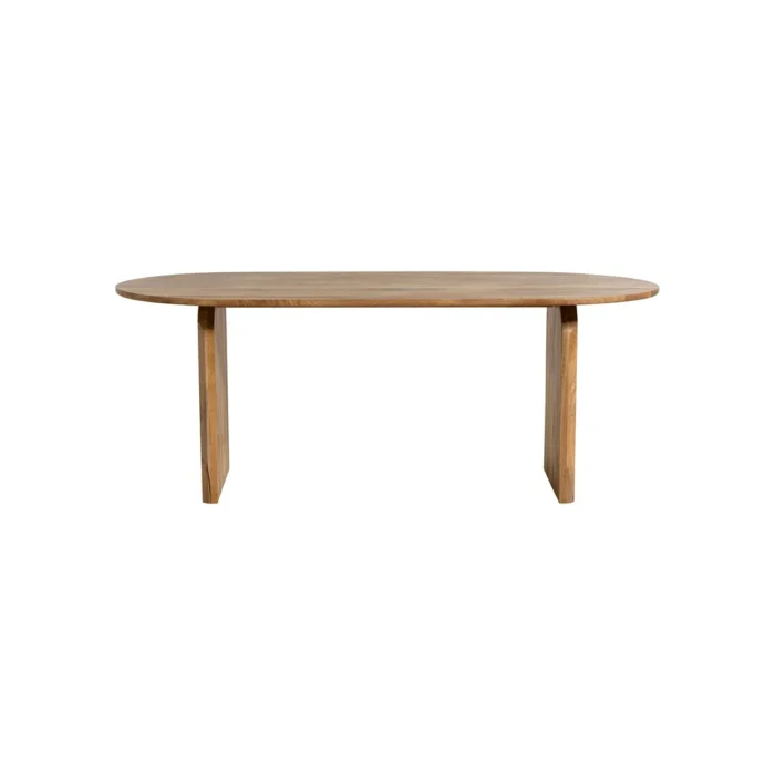 PRITI Natural Wood 200cm Curved Dining Table, Seats 4-6