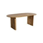 PRITI Natural Wood 200cm Curved Dining Table, Seats 4-6