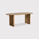 PRITI Natural Wood 200cm Curved Dining Table, Seats 4-6