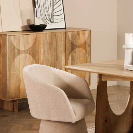 PRITI Patterned Neutral Wood 3 Door Sideboard