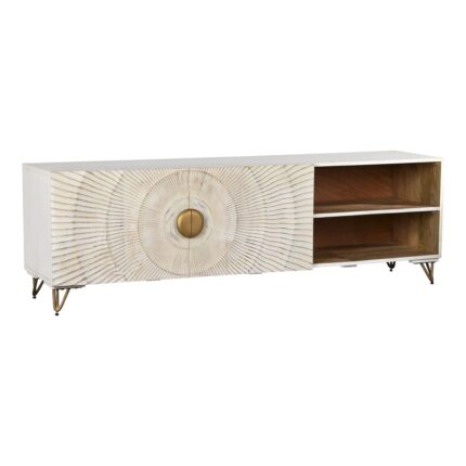 PRITI TV Unit Home Decor White Wood Metal