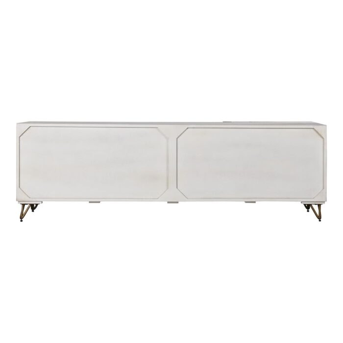 PRITI TV Unit Home Decor White Wood Metal