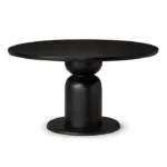 PRITI Contemporary Round Wooden Dining Table in Refined Black Finish