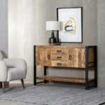 PRITI Sideboard in Solid Wood and Black Metal "LOFT" Home Decor