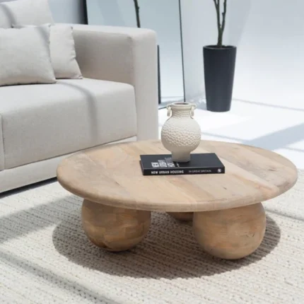PRITI Round Wooden Coffee Table