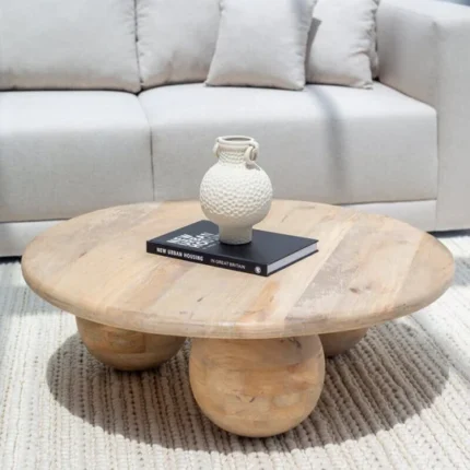 PRITI Round Wooden Coffee Table