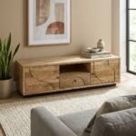 PRITI Tropical Home Decor Wood TV Stand (Solid Wood )